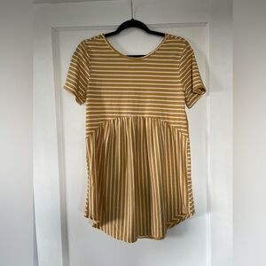 Cross Back Yellow Striped Maternity Shirt